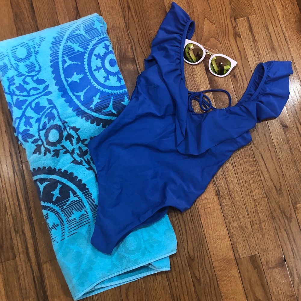 Blue Ruffle Swimsuit Altar’d State Swim - NWT